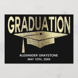 卒業式の日付を黒モダンに保フェイク存 招待状