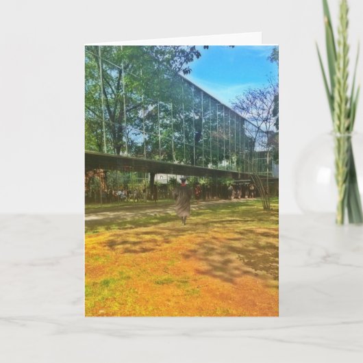 卒業式の日、大学、男性 カード (正面)