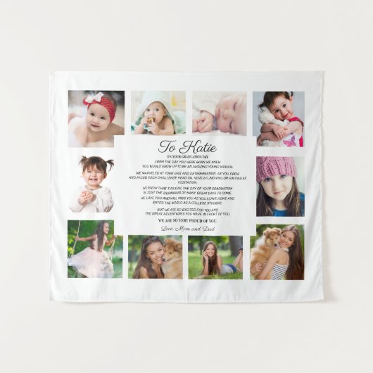 卒業式の日、娘へ贈る感動の写真タペストリー10枚セット タペストリー (正面(横))