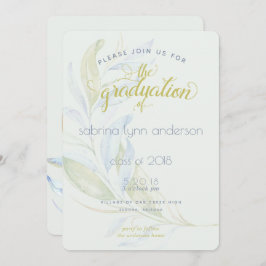卒業式の水の色ボホモダンリーフの枝 招待状