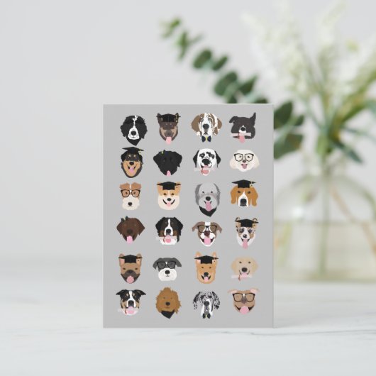 卒業式の犬の顔たち ポストカード (スタンド正面)