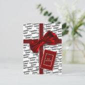 卒業式の男性へ贈り物と女性挨拶 案内ポストカード (スタンド正面)