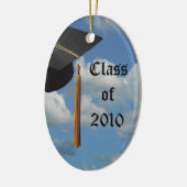 卒業式の空のパーソナライズされたクリスマス飾り セラミックオーナメント (左)