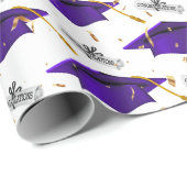 卒業式の紫色のキャップ（卒業式の卒業式） ラッピングペーパー (ロールコーナー)