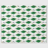 卒業式の緑のキャップ（卒業証書） ラッピングペーパー (フラット)