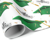 卒業式の緑のキャップ（卒業証書） ラッピングペーパー (ロールコーナー)