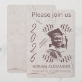 卒業式の背景 カスタム写真 招待状 (正面/裏面)