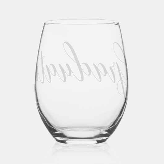 卒業式の茎のないワイングラス ステムなしワイングラス (裏面)