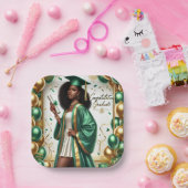 卒業式の装飾 – エメラルド ペーパープレート (パーティー)