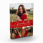 卒業式の赤い緋色の発表 フォトブロック (左)