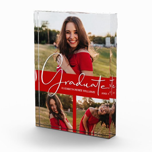 卒業式の赤い緋色の発表 フォトブロック (右)