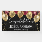 卒業式の赤い金ゴールド吹き出しバナー 横断幕 (横)