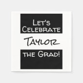 卒業式の追加の名前 |グラー祝ドしよう スタンダードカクテルナプキン (正面)