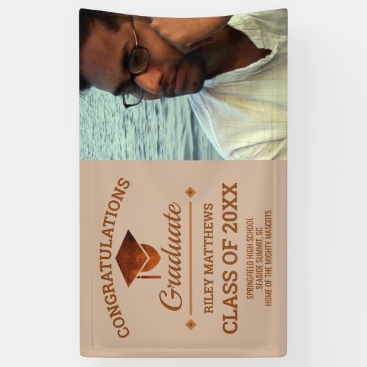 卒業式の銅おめでとうございます卒業生1写真 横断幕 (縦)