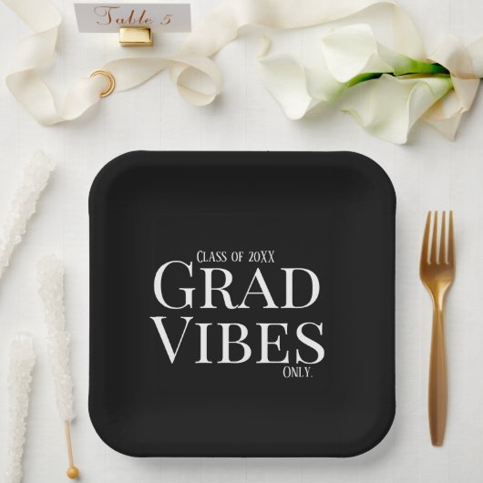 卒業式の雰囲気のみ黒/白 ペーパープレート (ウェディング)