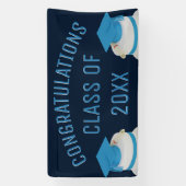 卒業式の青おめでとうのクラス 横断幕 (縦)