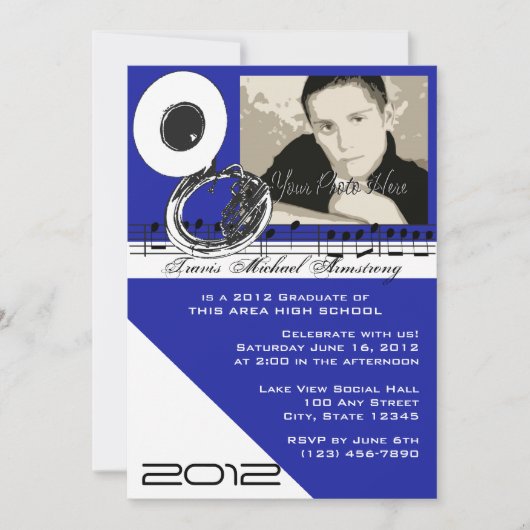 卒業式の音楽/チューバ 招待状 (正面)