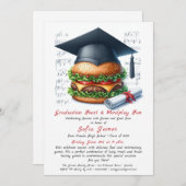 卒業式の饗宴&ワードプレイおもしろい-お祝い 招待状 (正面/裏面)