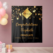 卒業式の黒と金の装飾 タペストリー