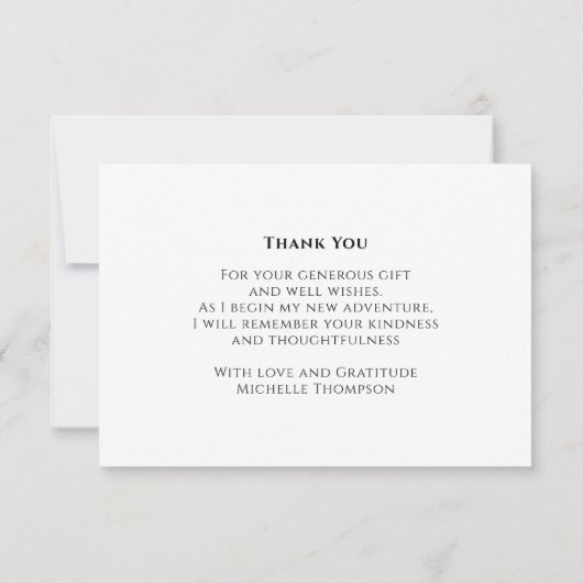 卒業式の黒と金ゴールドカスタムメッセージ サンキューカード (裏面)