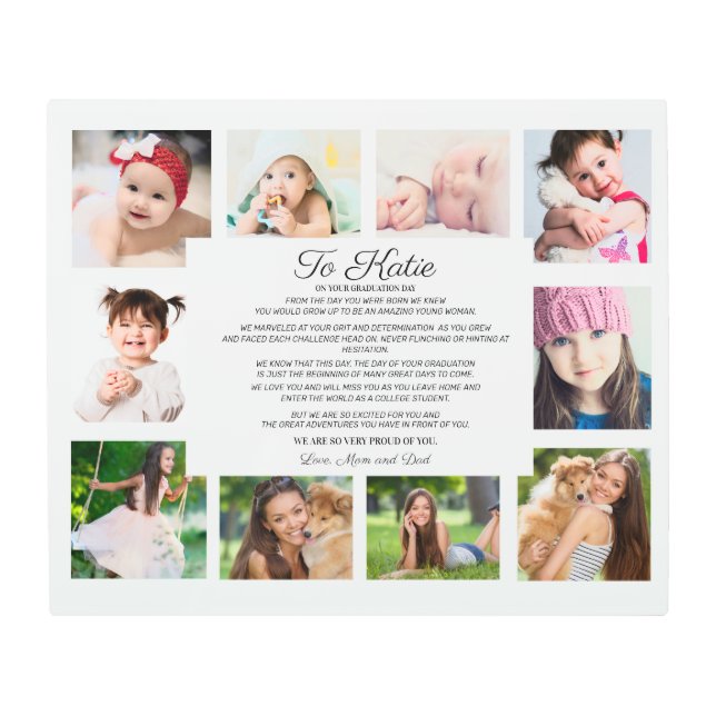 卒業式の10日の写真：感傷的な娘 メタルプリント (正面)