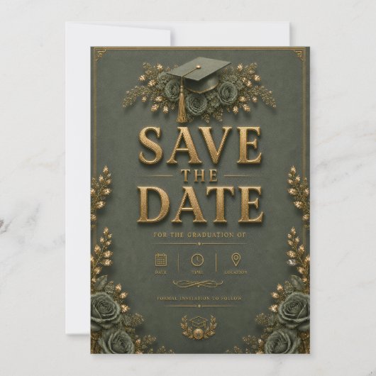 卒業式のSave the Date + RSVPカードセット 招待状 (正面)