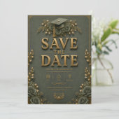 卒業式のSave the Date + RSVPカードセット 招待状 (スタンド正面)