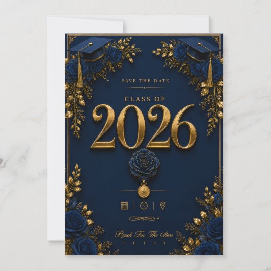 卒業式のSave the Date + RSVPカード 招待状 (正面)