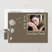 卒業式はがき、タンポポ インビテーションポストカード (正面/裏面)