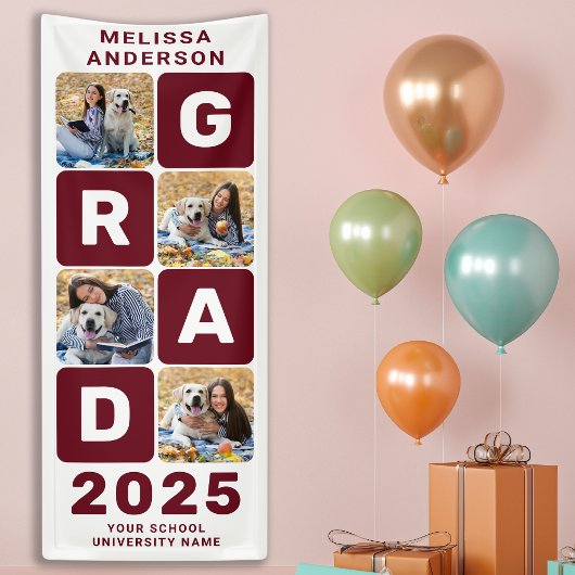 卒業式はっきりしたトレンディーパーソナライズされた写真コラージュ 横断幕