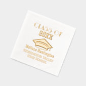 卒業式はっきりした名「Class of」年#2C 箔ナプキン (左)
