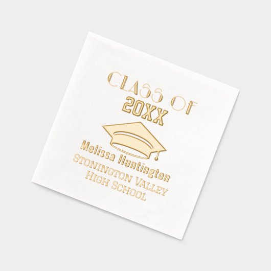 卒業式はっきりした名「Class of」年#2C 箔ナプキン (左)
