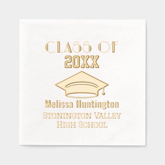 卒業式はっきりした名「Class of」年#2C 箔ナプキン (正面)