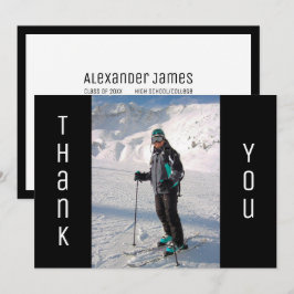 卒業式はっきりした白黒写真 案内状