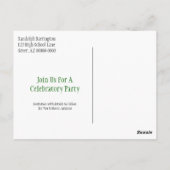 卒業式は日付のミニマリストの緑の白を保存 ポストカード (裏面)