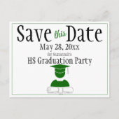 卒業式は日付のミニマリストの緑の白を保存 ポストカード (正面)