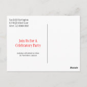 卒業式は日付のミニマリストの赤い灰色を保存 ポストカード (裏面)