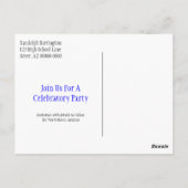 卒業式は日付のミニマリストブルー黄色を保存 ポストカード (裏面)