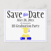 卒業式は日付のミニマリストブルー黄色を保存 ポストカード (正面)