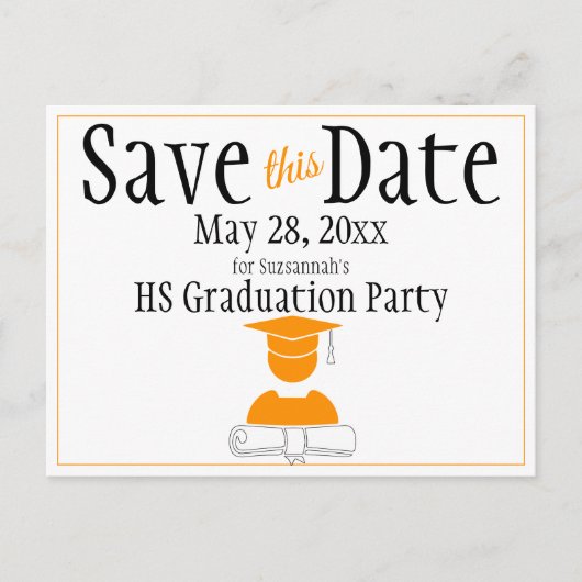 卒業式は日付のミニマリストホワイト金ゴールドを保存 ポストカード (正面)