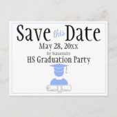 卒業式は日付をミニマリストパステルブルーを保存 ポストカード (正面)