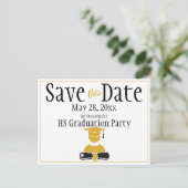 卒業式は日付をミニマリストブラック金ゴールド ポストカード (スタンド正面)