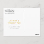 卒業式は日付をミニマリストブラック金ゴールド ポストカード (裏面)