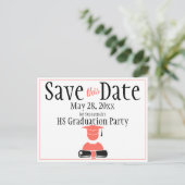 卒業式は日付をミニマルなコーラルブラックを保存 ポストカード (スタンド正面)