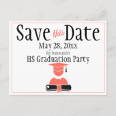 卒業式は日付をミニマルなコーラルブラックを保存 ポストカード (正面)