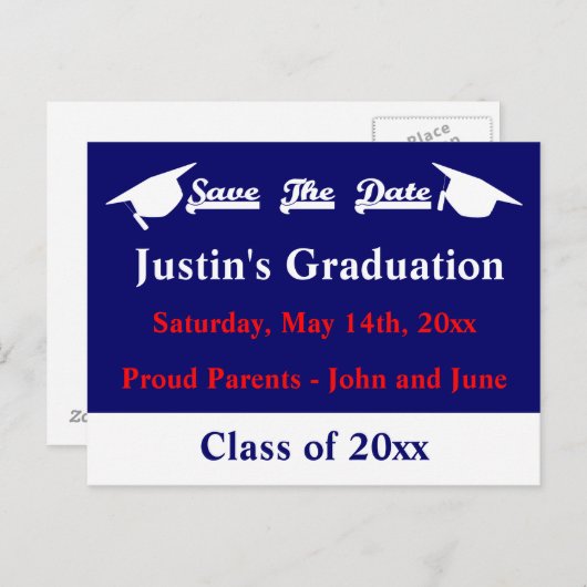 卒業式は日付カードを白で保存 ポストカード (正面/裏面)