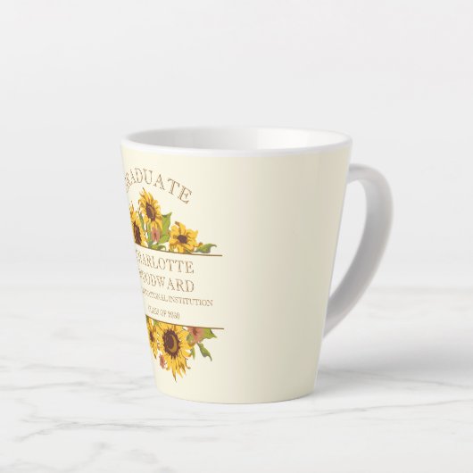 卒業式ひまわりフローラ卒業 カフェラテマグ (右アングル)