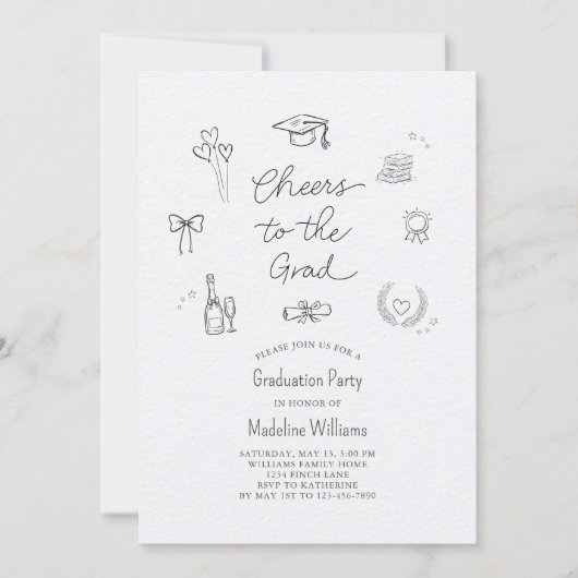 卒業式へのお洒落応援 招待状 (正面)