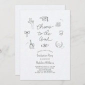 卒業式へのお洒落応援 招待状 (正面/裏面)