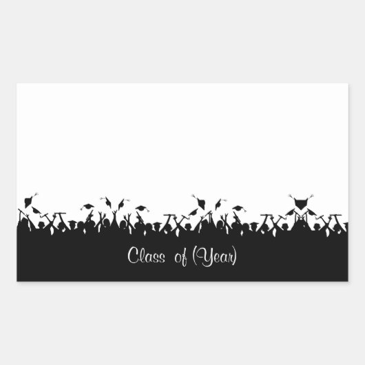 卒業式またはクラス懇親会名タグシール帽子 長方形シール (正面)